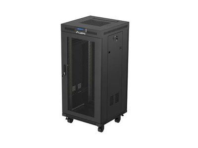 19'' Voľne stojaca racková skriňa 24U 600X600 čierna s perforovanými dverami lanberg (flat pack) V2