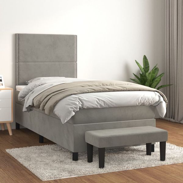 vidaXL Posteľný rám boxsping s matracom bledosivý 80x200 cm zamat