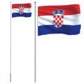 vidaXL Vlajka Chorvátska a tyč 6,08 m hliník