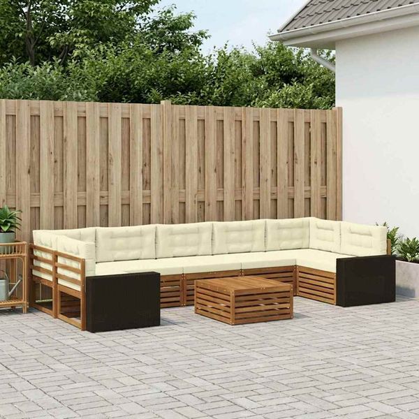 vidaXL Záhradná súprava gaučov 8 pcs Prírodná a krémová