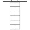 vidaXL Posuvné dvere s kovaním čierne 76x205 cm ESG sklo