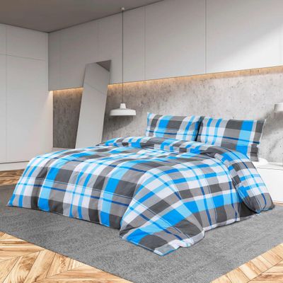 vidaXL Súprava obliečok modrá a sivá 200x220 cm bavlna
