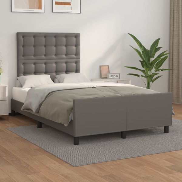 vidaXL Posteľ bez matraca sivá 120x190 cm umelá koža