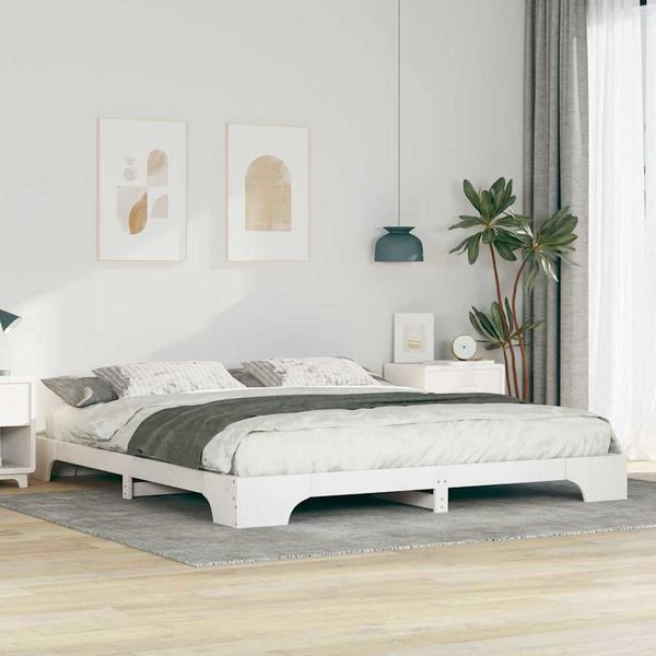 vidaXL Rám postele Biela 180 x 210 cm Masívne borovicové drevo