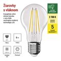 LED žiarovka Filament A60 A CLASS/ E27 / 5 W (75 W) / 1 060 lm / teplá biela