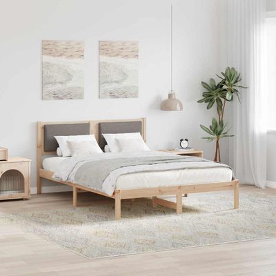 vidaXL Rám postele Sivohnedá 150 x 200 cm Masívne borovicové drevo