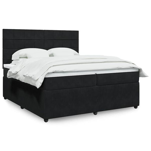 vidaXL Posteľný rám boxspring s matracom čierny 200x200 cm zamat