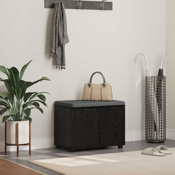 vidaXL Predsieňová lavica s vankúšom Čierny Dub 60 x 38 x 46 cm