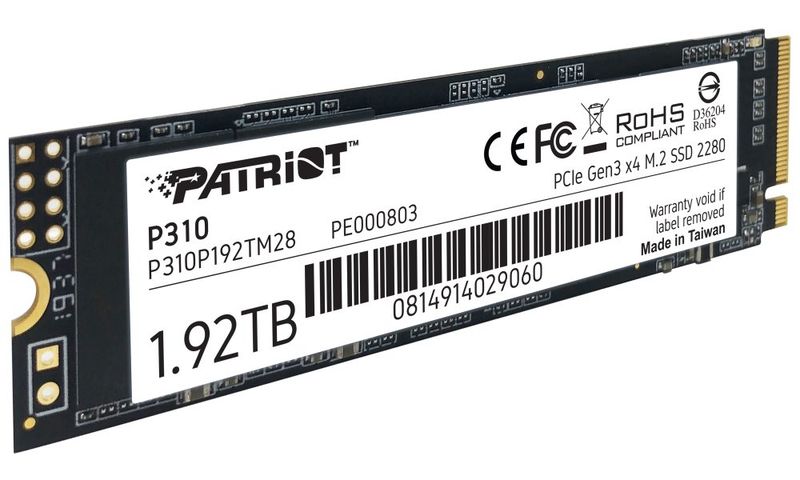 PATRIOT P310 1,92TB SSD / Interný / M.2 PCIe Gen3 x4 NVMe 1.3 / 2280 SSD disk, interný, 1,92TB, M.2 2280, PCIe Gen3 x4, NVMe 1.3