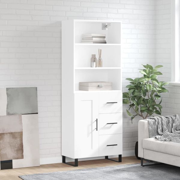 vidaXL Vysoká skrinka biela 69,5x34x180 cm spracované drevo