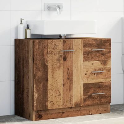 vidaXL Skrinka pod umývadlo staré drevo 63x30x54 cm kompozitné drevo
