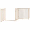 vidaXL Psia bránka s dvierkami, skladacia, 4 panely, 320 cm, masívne jedľové drevo