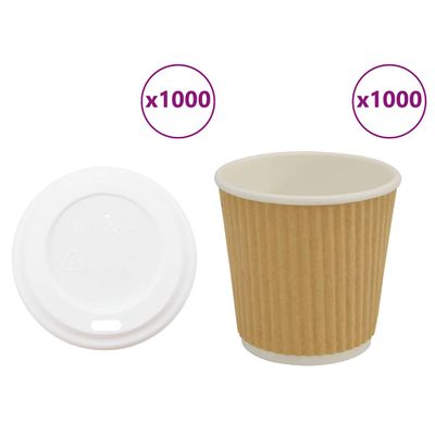vidaXL papierové šálky na kávu s viečkom 1000 ks 4oz 100ml
