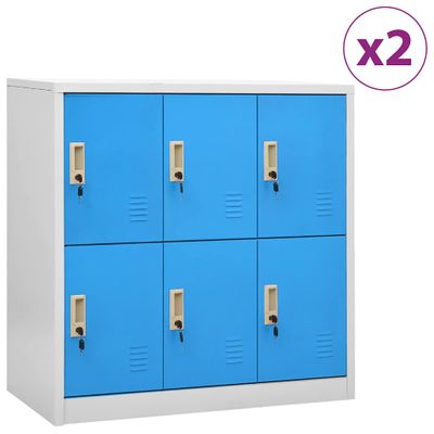 vidaXL Uzamykacie skrinky 2 ks bledosivé a modré 90x45x92,5 cm oceľové