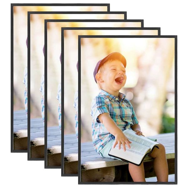 vidaXL Fotorámiky na stôl, koláž 5 ks, čierne 21x29,7 cm, MDF