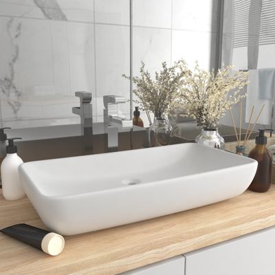 vidaXL Luxusné umývadlo, obdĺžnik, matné biele 71x38 cm, keramika