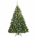 vidaXL Umelý vianočný stromček s 300 LED-i Zelená 180 cm PE a PVC