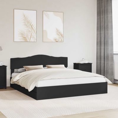vidaXL Úložná posteľ so zásuvkou Čierna 200 x 200 cm Kompozitné drevo