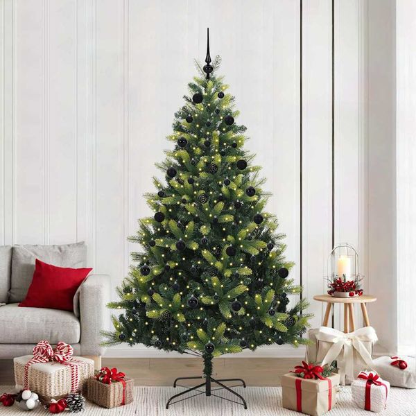vidaXL Umelý skladací vianočný stromček 300 LED diód Zelená 210 cm