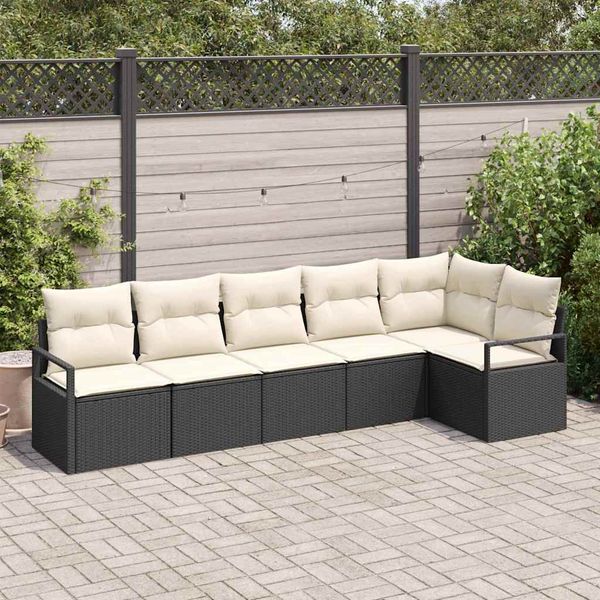vidaXL Sada pohoviek 6 pcs Čierna polyratan