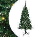 vidaXL Rohový umelý vianočný strom s 150 LED-i Zelená 120 cm PVC a kov