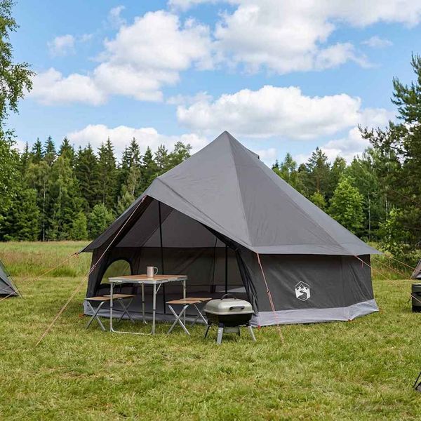 vidaXL Tipi stan 12-miestny Hnedá Šedá Polyester a oceľ
