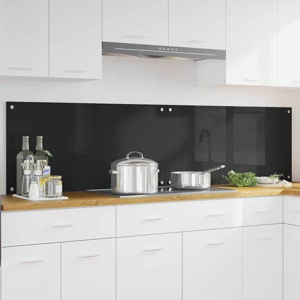 vidaXL Kuchynský obklad 2 pcs Čierna 100 x 50 cm tvrdené sklo