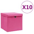 vidaXL Úložné boxy s vekom 10 ks, 28x28x28 cm, ružové