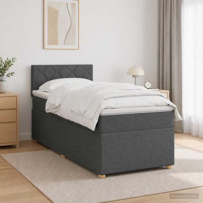 vidaXL Posteľ boxspring s matracom Tmavosivá 90 x 190 cm Látka