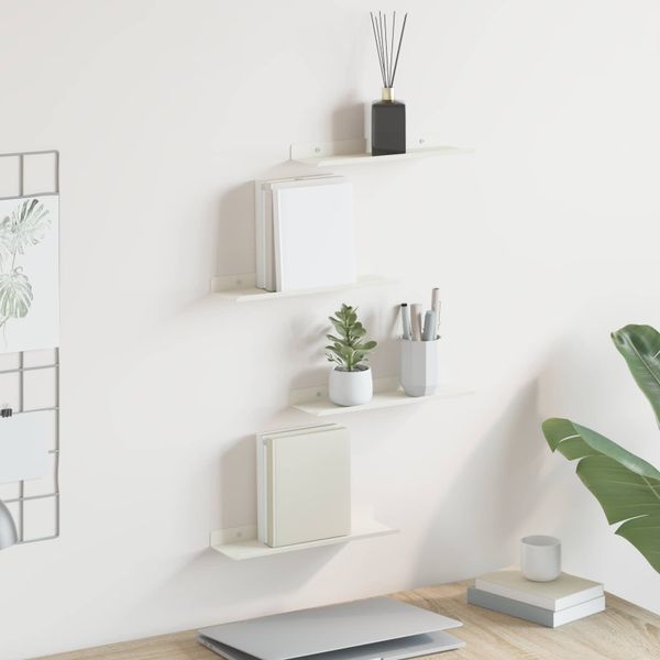 vidaXL Závesná polica Nástenný 4 pcs Biely 30 x 9 x 2,5 cm Oceľ