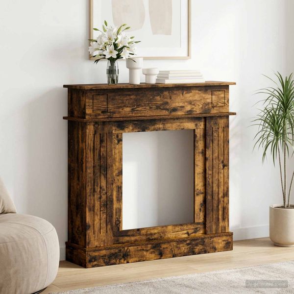 vidaXL Rám krbu Dymový dub 102 x 26 x 100 cm Kompozitné drevo