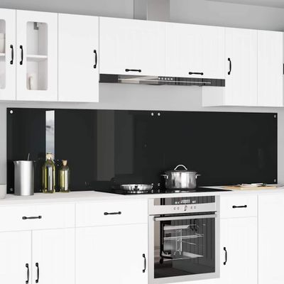 vidaXL Kuchynský obklad 2 pcs Čierna 120 x 60 cm tvrdené sklo