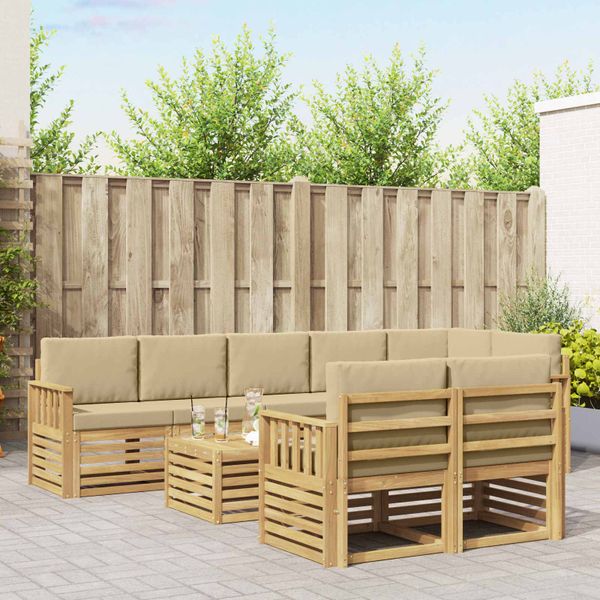 vidaXL Záhradná súprava gaučov 8 pcs Biela a béžová 59 x 59 x 37 cm