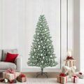 vidaXL Umelý vianočný stromček, snehom obalený, s LED svetlom 210 cm