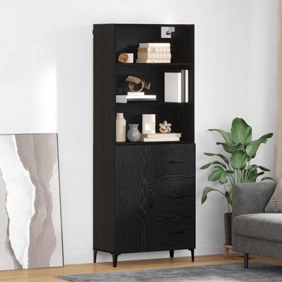 vidaXL Highboard Čierny dub 69,5 x 34 x 180 cm Kompozitné drevo