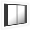 vidaXL LED kúpeľňová zrkadlová skrinka lesklá sivá 60x12x45 cm akryl
