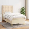 vidaXL Posteľný rám boxspring s matracom krémový 90x190 cm látka