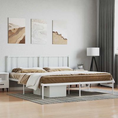vidaXL Kovový rám postele s čelom biely 200x200 cm