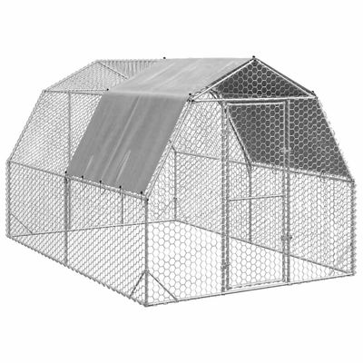 vidaXL Kurací výbeh so strechou 2,5x4x2,25 m Pozinkovaná oceľ