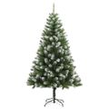 vidaXL Umelý výklopný vianočný stromček so snehovými vločkami 150 cm