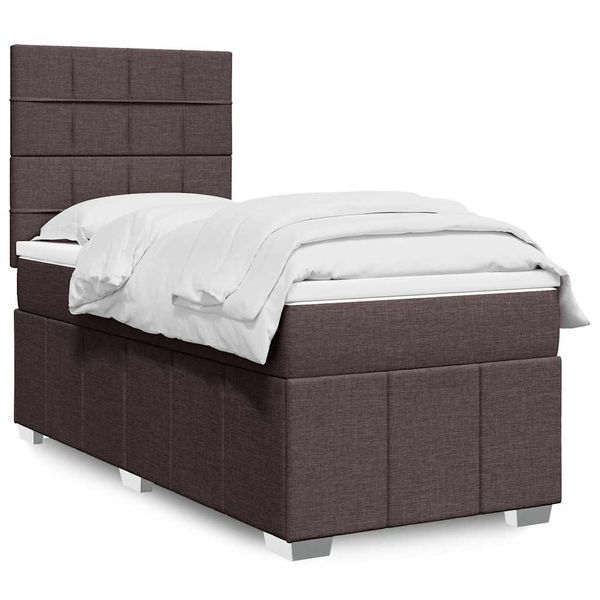 vidaXL Posteľný rám boxsping s matracom hnedý 90x200 cm látka