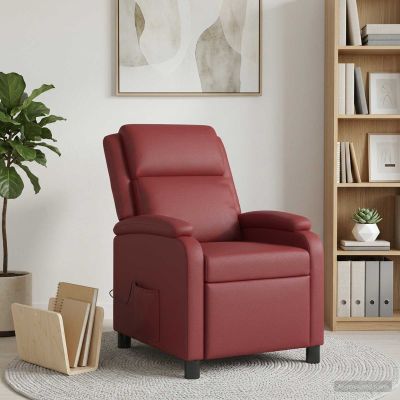 vidaXL Masážne relaxačné kreslo Víno červené Umelá koža