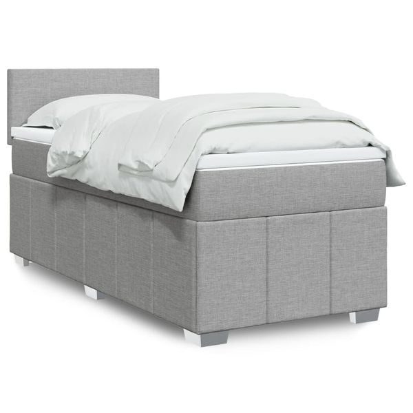 vidaXL Posteľný rám boxsping s matracom bledosivý 90x190 cm látka