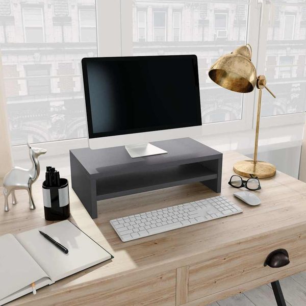 vidaXL Stojan na monitor sivý 42x24x13 cm drevotrieska