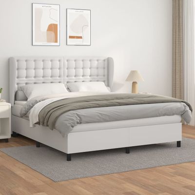 vidaXL Boxspring posteľ s matracom biela 180x200 cm umelá koža