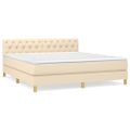 vidaXL Posteľný rám boxspring s matracom krémový 160x200 cm látka