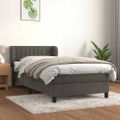 vidaXL Posteľný rám boxspring s matracom tmavosivý 90x200 cm zamat