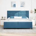 vidaXL Posteľ s pružinovým rámom Tmavomodrá 200 x 200 cm Zamat