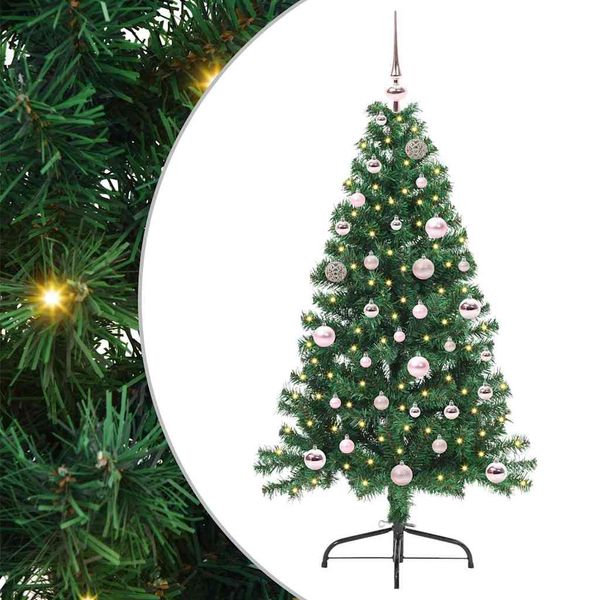 vidaXL Umelý predsvietený vianočný stromček Zelená 150 cm PVC