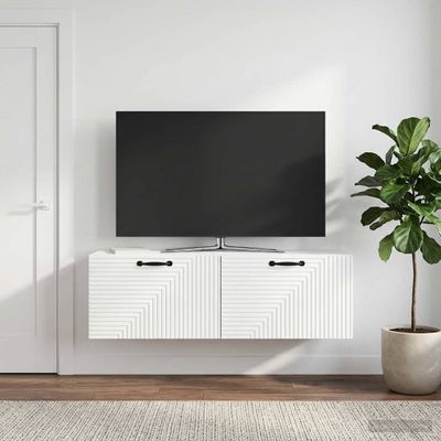 vidaXL Nástenná TV skrinka Biela s vysokým leskom 98 x 31 x 30 cm